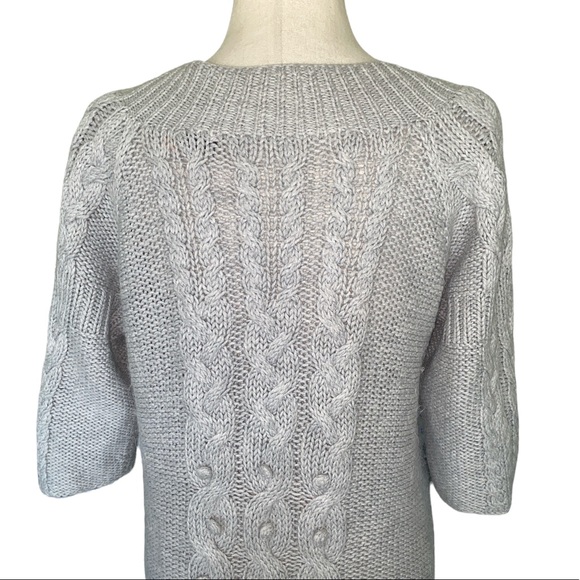 French Connection Alpaca Gray Cable Knit Zip Cardigan - L - Picture 6 of 9